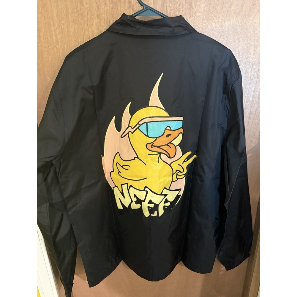 Neff Stoned Rubber Fresh Ducky Coaches Windbreaker Jacket Men's Black  Size L